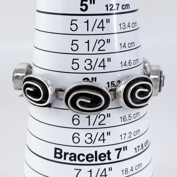 Vintage Mexico Sterling Silver 925 Spiral Link Bracelet 6.5" - Picture 6 of 7